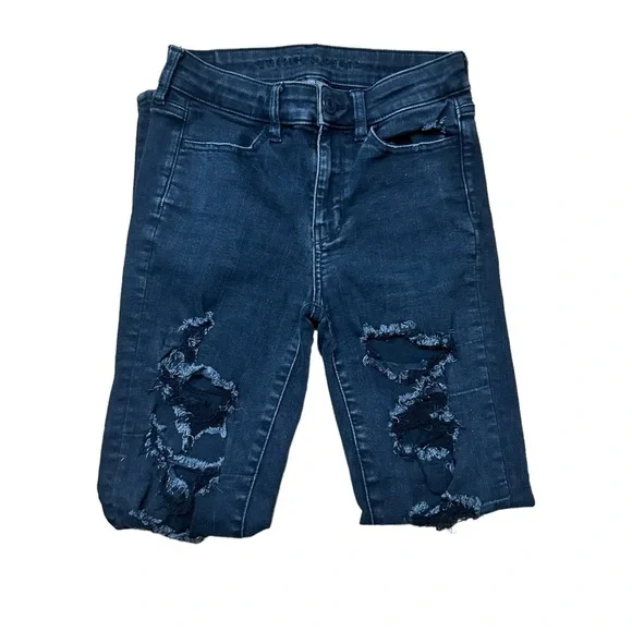 American Eagle Next Level Stretch Distressed Black Skinny Jeans size 4 - Picture 3 of 5